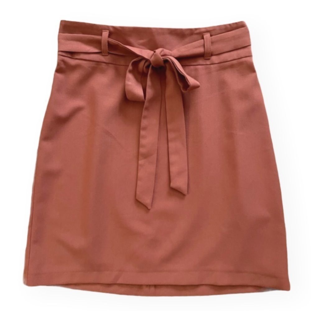 ASOS burnt orange bow tie mini pencil skirt